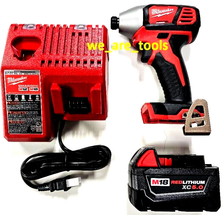 Milwaukee 2656-20 1/4 M18 Impact, (2) 48-11-1850 5.0 AH Battery, Charger 18 Volt