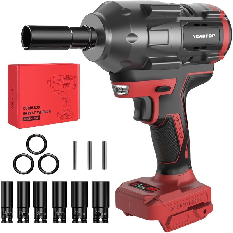 Impact Wrench 1/2&Prime; compatible with Milwaukee 18V Battery, 900Ft-lbs High Torque