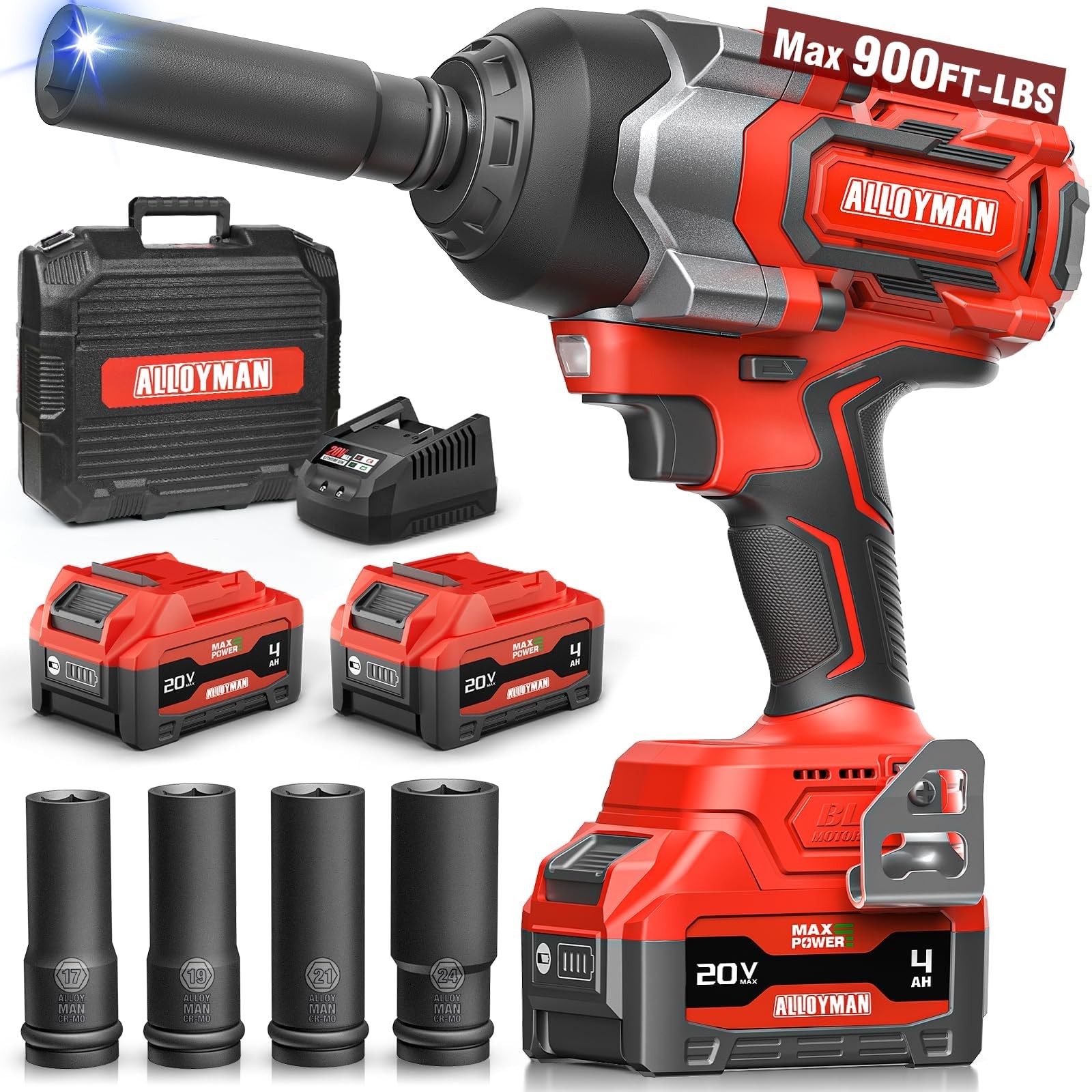 Cordless Impact Wrench, 900Ft-lbs (1200N.m) 1/2&Prime; Brushless Impact Gun, 20V Hi…