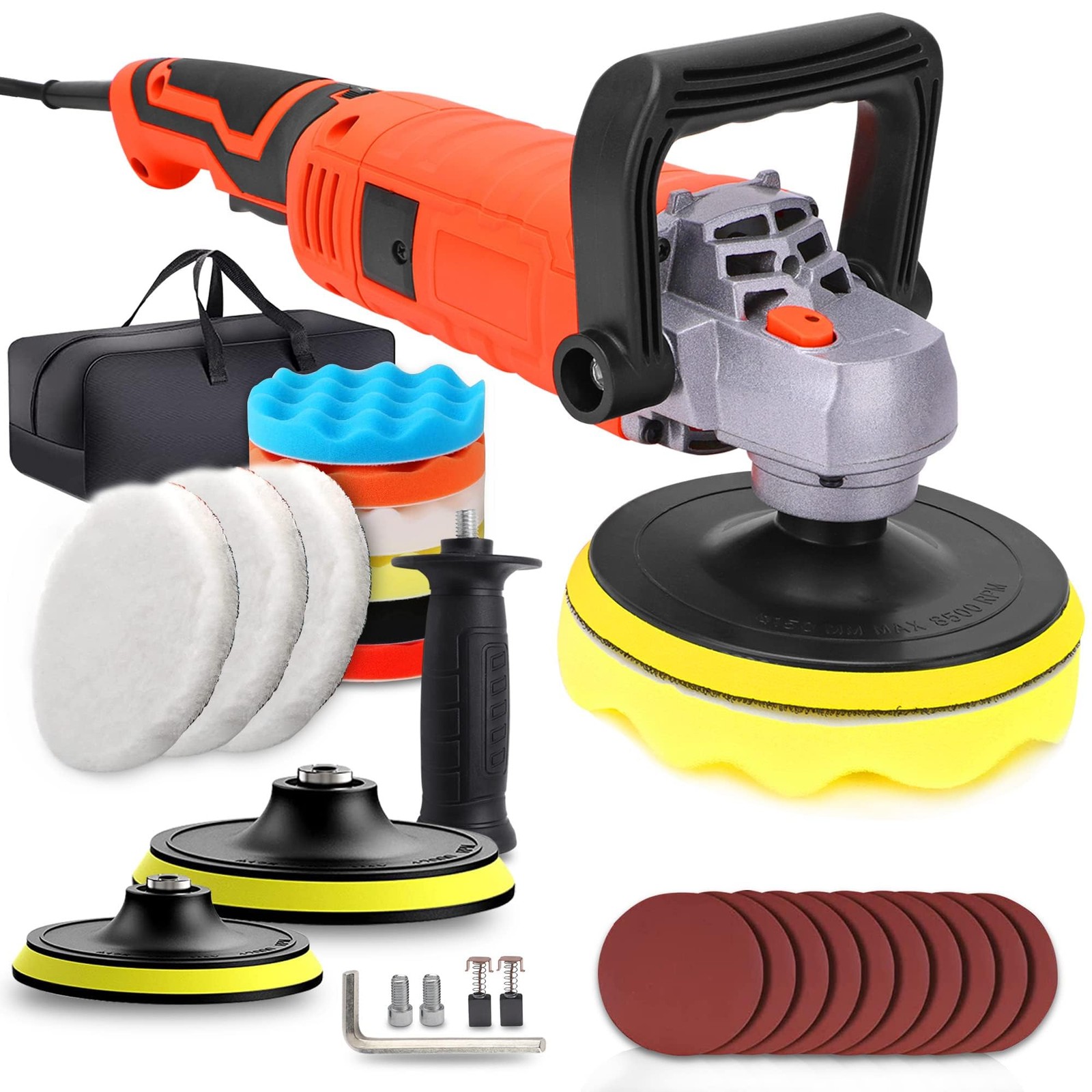 7&Prime; Rotary Buffer Polisher, 1580W, 7 Speeds, Car Waxing & Sanding Tool