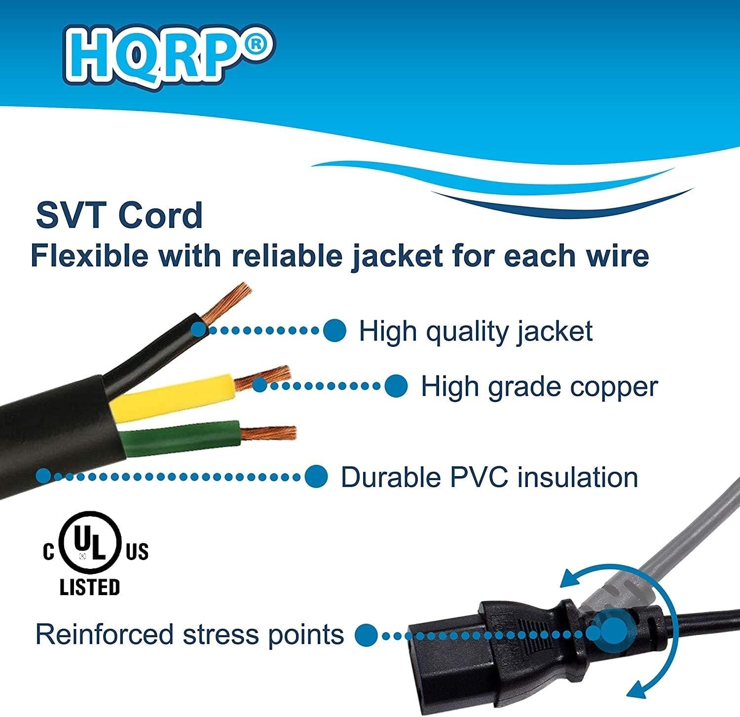 HQRP Cable de CA para DeWalt D28110 / D28112 / D28402 / DWE4887 / DW400 / DW402