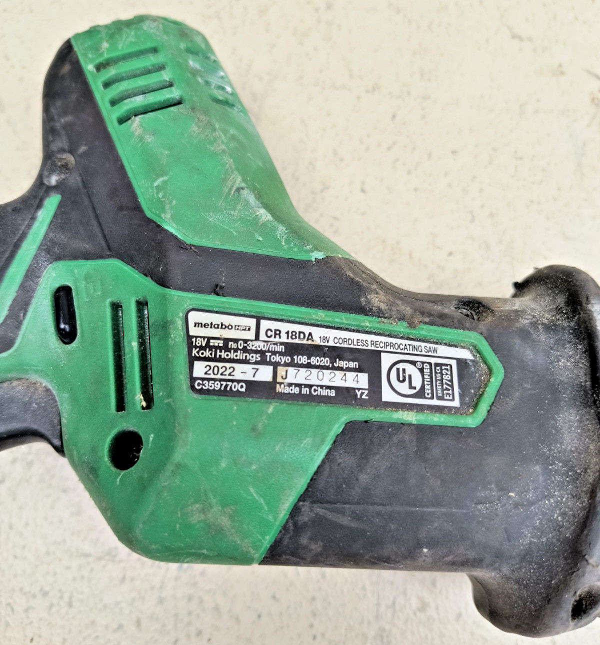 Metabo HPT CR18DAQ4 18V Li-Ion Cordless One Handed Reciprocating Saw (Tool Only)