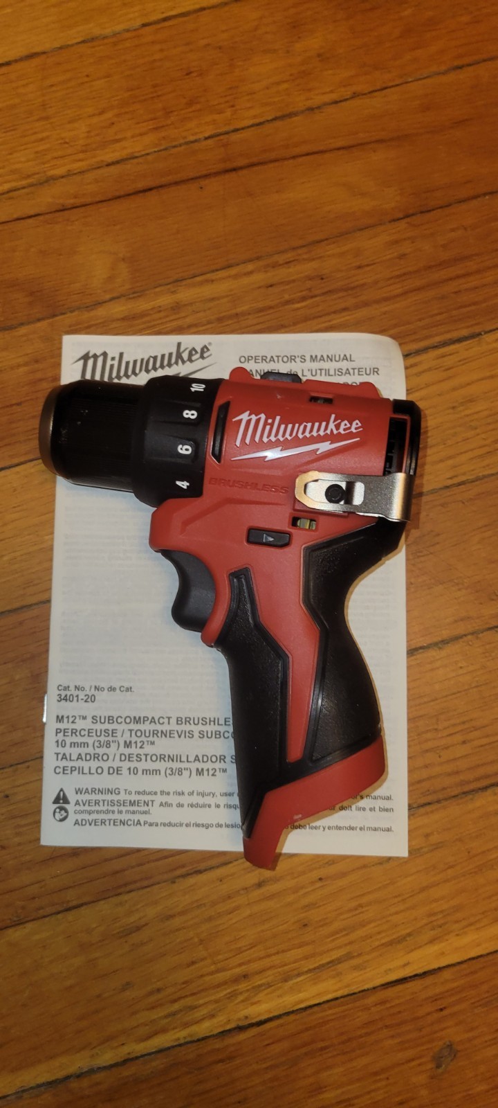 Milwaukee 3401-20 M12 12V 3/8&Prime; Subcompact Brushless Drill/Driver – Tool Only
