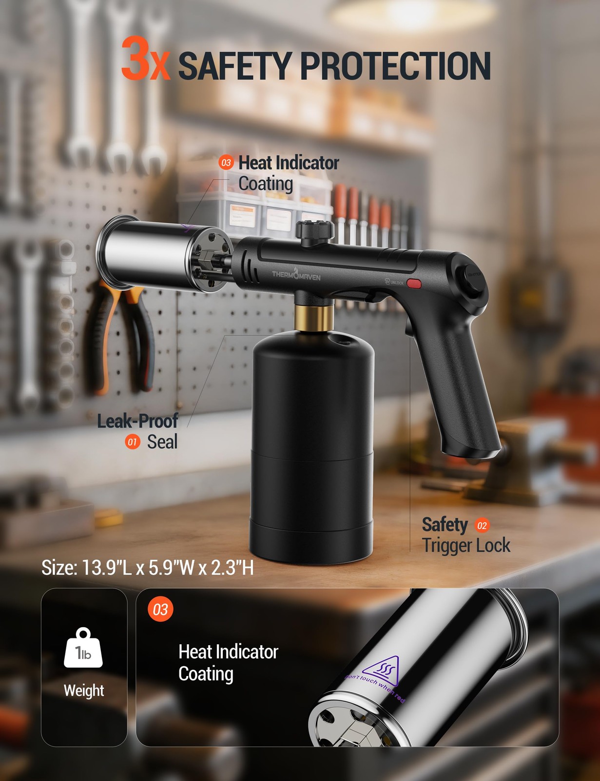 Propane Torch with -Touch Max Fire, Cooking Blow Torch with Safety Lock, Ligh…