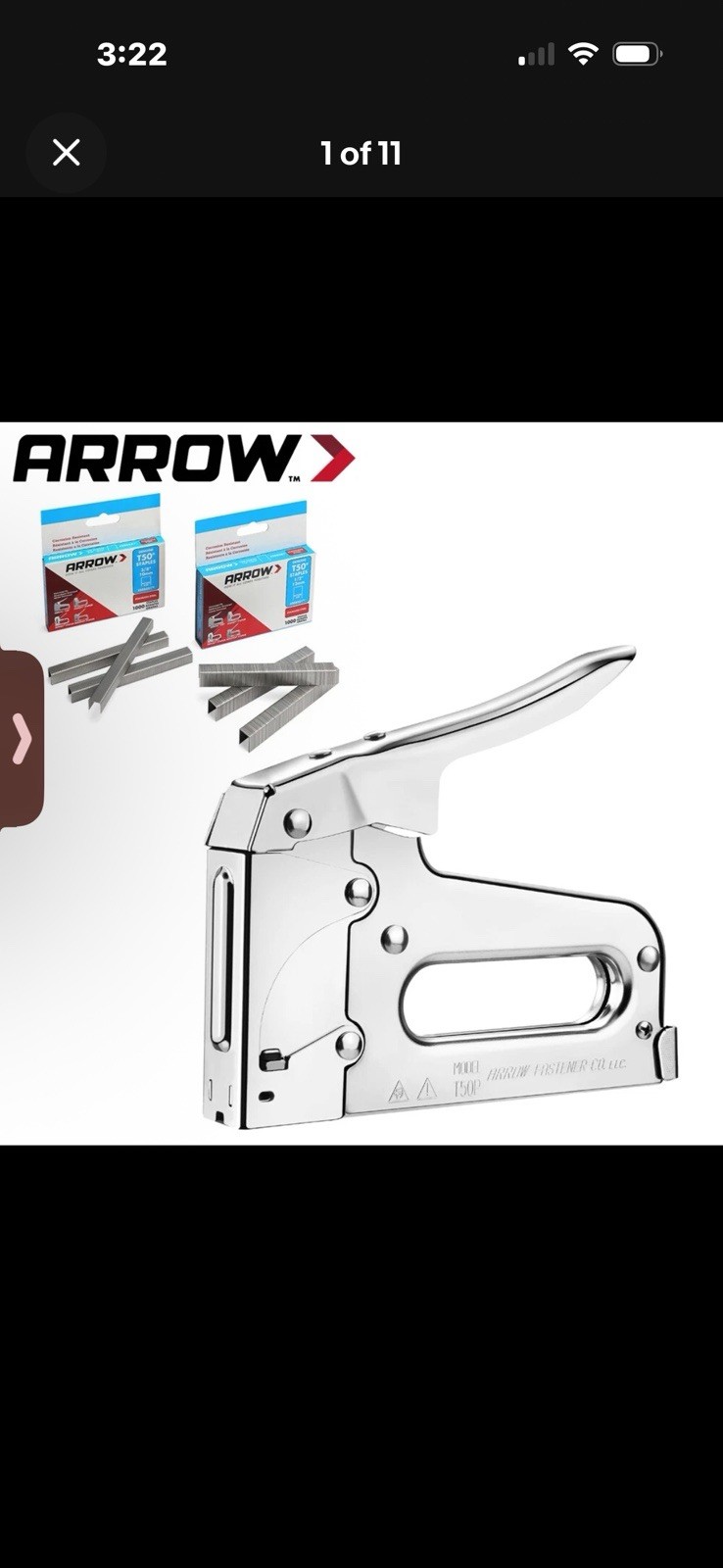 Arrow T50 Heavy Duty Staple Gun Kit With 3750PC T50 1/4&Prime; 3/8&Prime; 1/2&Prime; Steel Staple