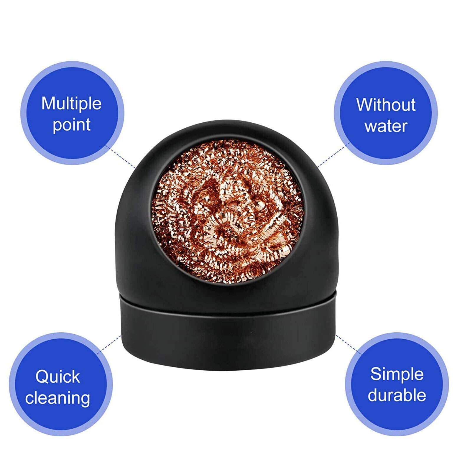 Soldering Iron Tip Cleaner with Copper Wire Ball & Metal Base Holder