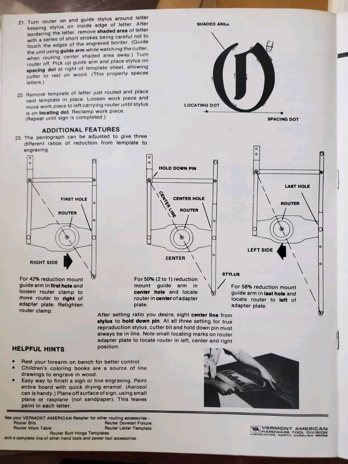 Vermont Hardware Router Pantograph #C-850 w/Stencils