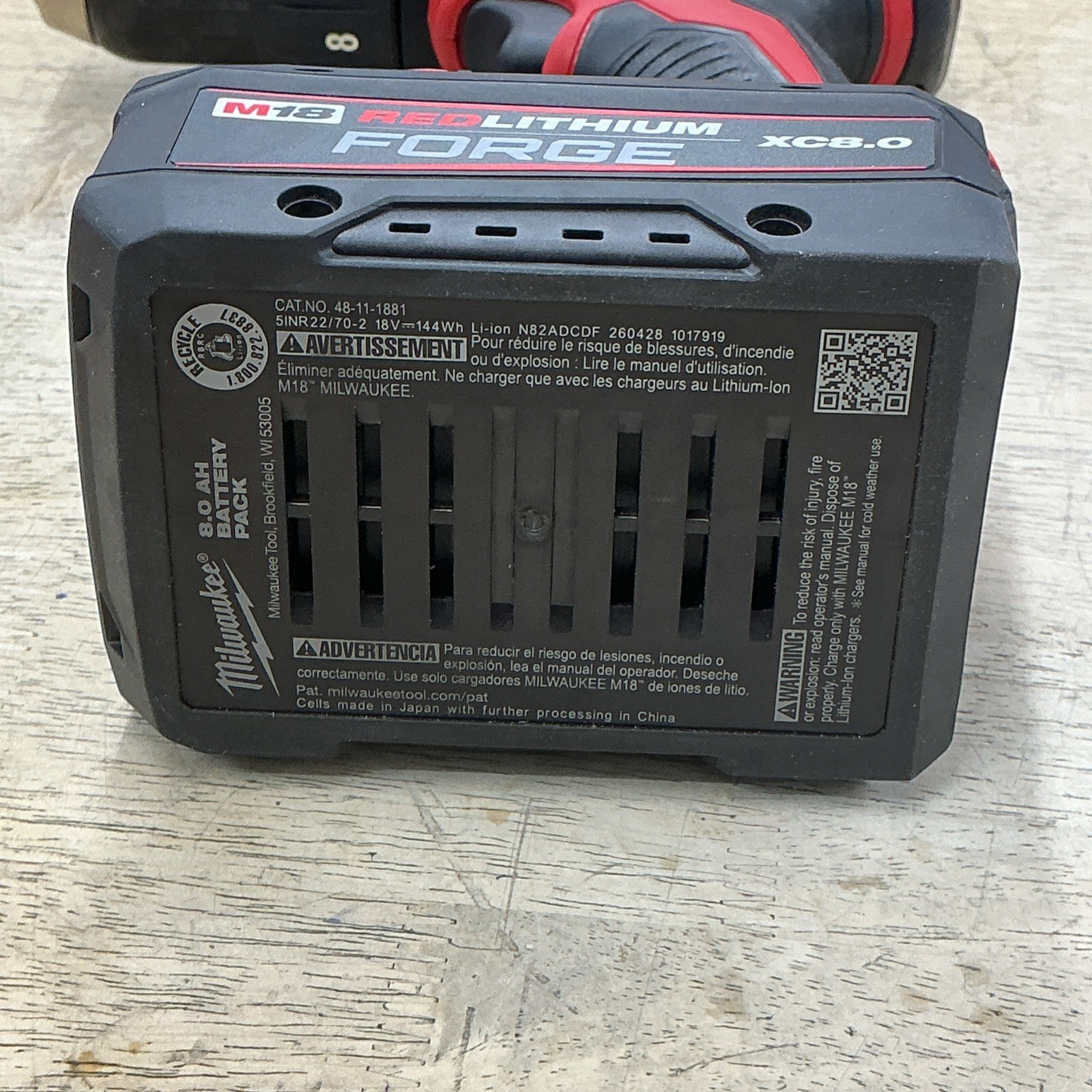 Milwaukee M18 2607-20 1/2in Hammer Drill w/ Red Lithium Forge XC8.0 Battery