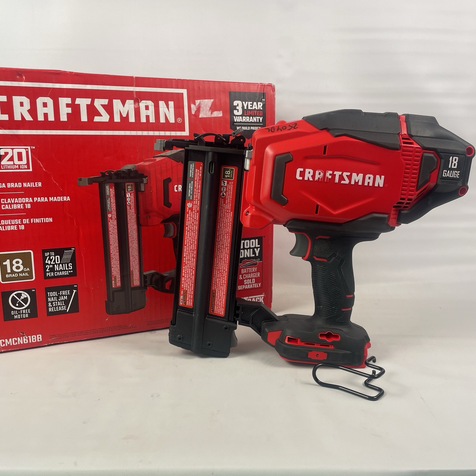 CRAFTSMAN V20 Brad Nailer, 18GA, Cordless, Bare Tool Only (CMCN618B)