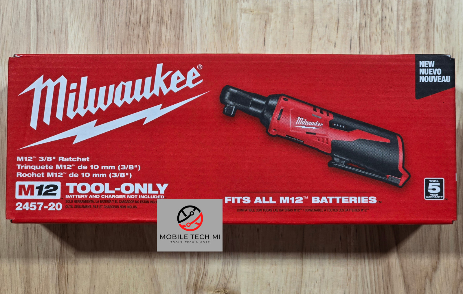 Milwaukee M12 2457-20 12V 3/8&Prime; Inch Cordless Ratchet – Brand New in Box