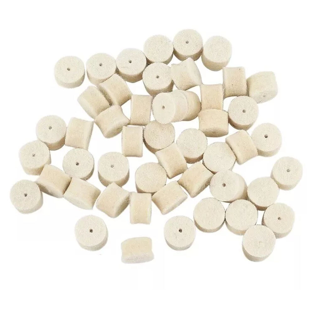 (52pack) Wool Felt Polishing Buffing Pad 13mm + 2pc Shank For Grinding Wheel
