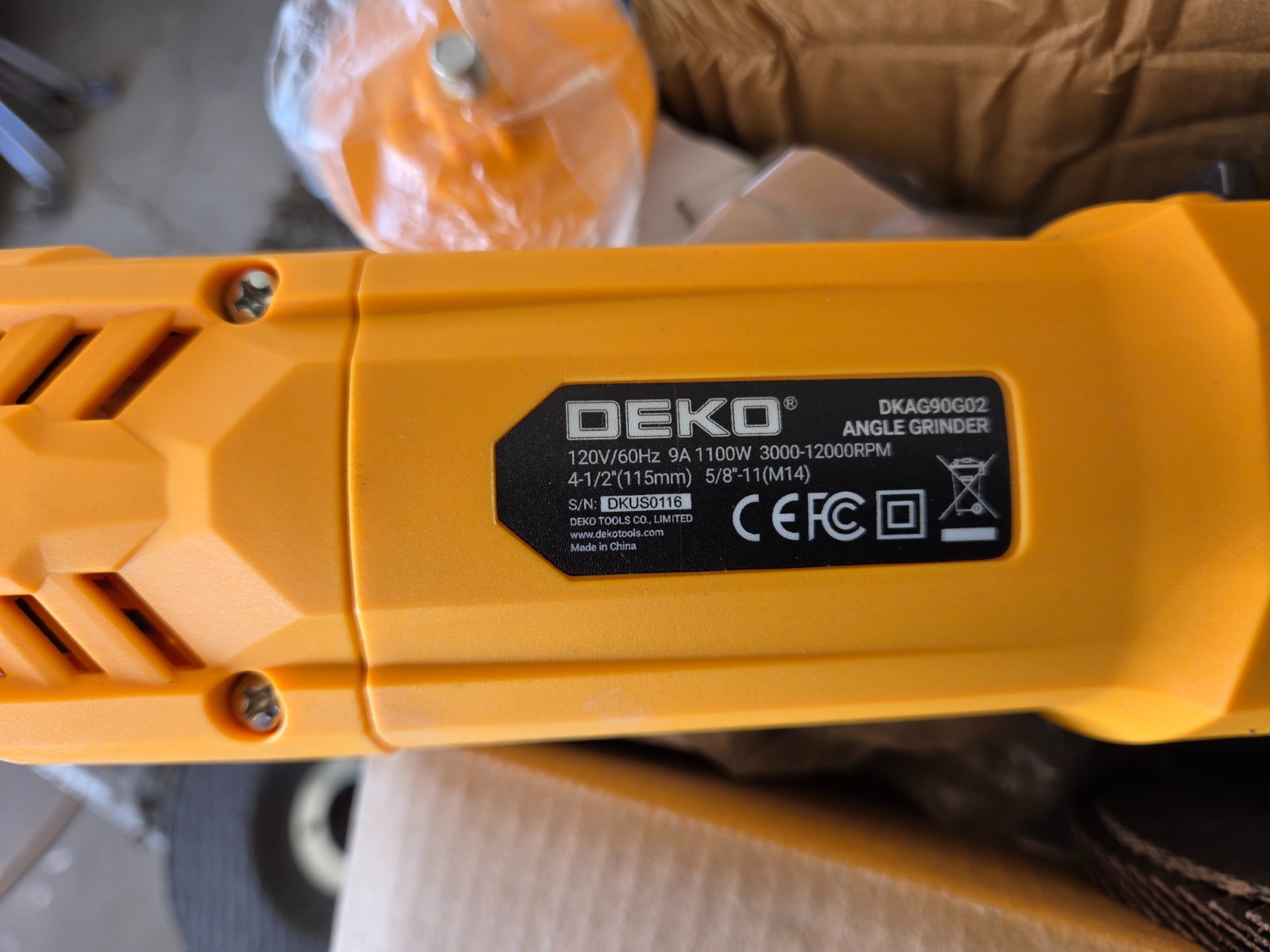 9-Amp DEKO Angle Grinder: DKAG90G04-1/2 inch Electric Corded Power Tools NIB