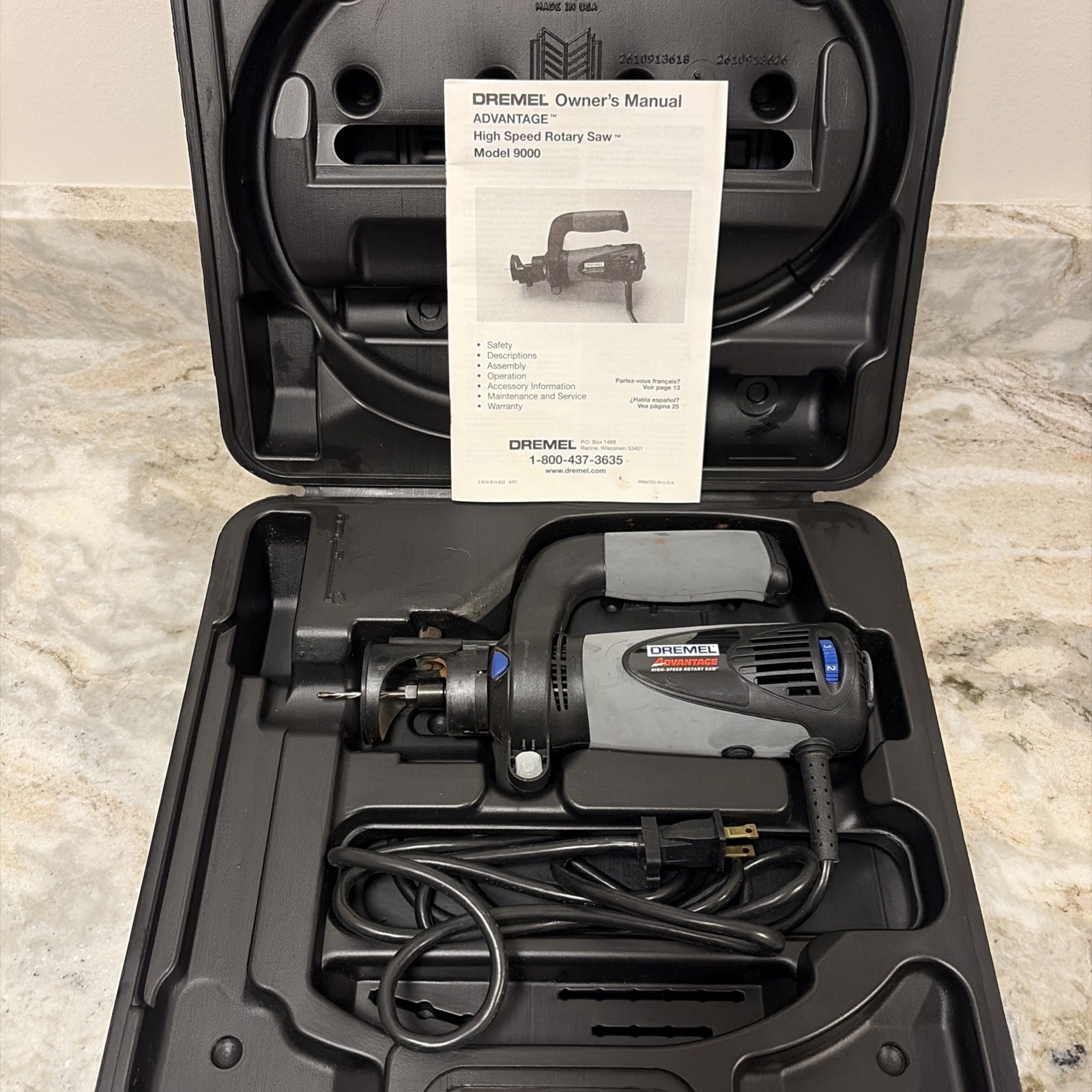 Dremel Advantage 9000 High Speed Rotary Saw Hard Case Manual Bit Wrench WORKS