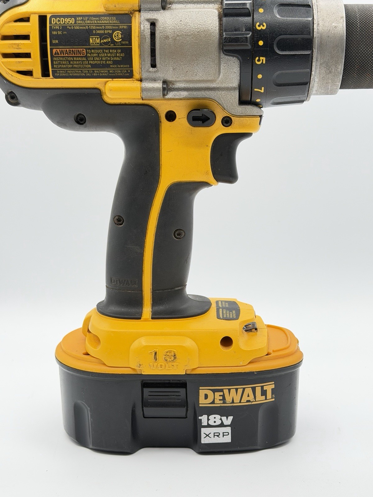 DEWALT DCD950 18V XRP 1/2&Prime; Hammer Drill Driver + 18v XRP Battery Working