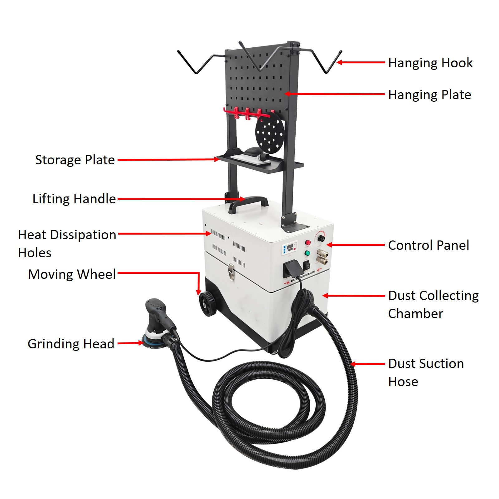 50L Dust Free Sanding Machine 220V Electric Grinding and Vacuuming Machine 65dB