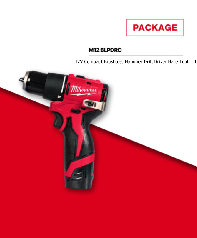 Milwaukee M12 BLPDRC 12V Compact BL Hammer Drill Driver 40Nm 1550RPM 142mm *Bare