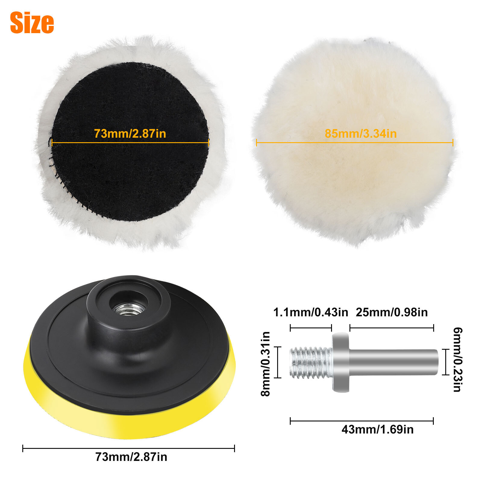 7PCS 3 Inch Polishing Pads Sponge Waxing Foam Buffing Kit Car Polisher for Drill