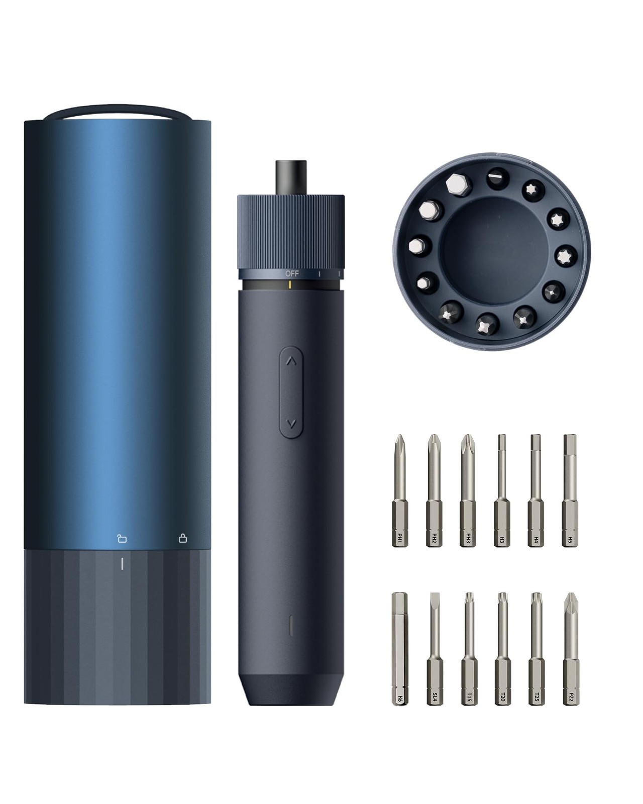 Electric Screwdriver Rechargeable, 3.6V Cordless Navy Blue