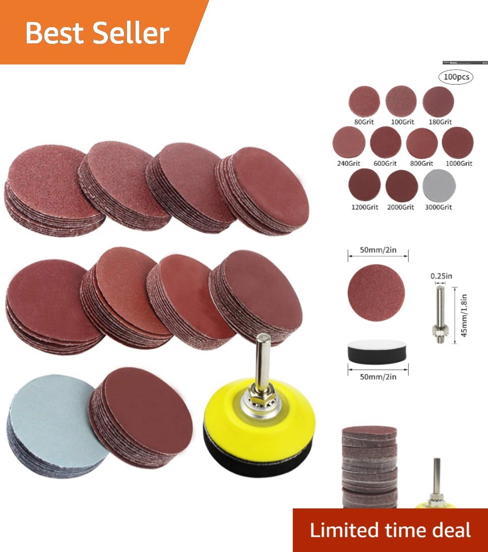 High-Quality 100pc Sandpaper Disc Set: 2&Prime; Attachments for Perfect Polishing