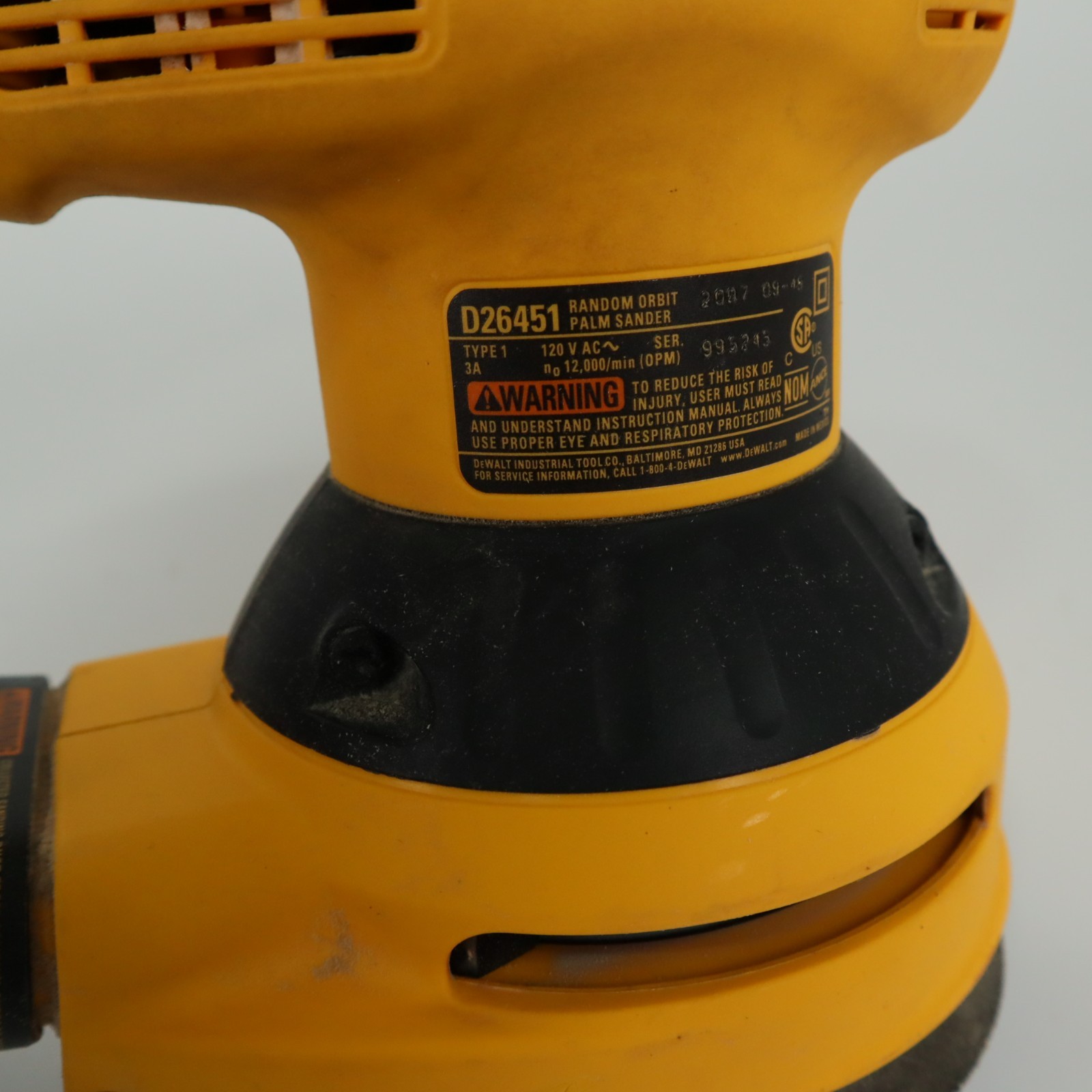 DeWalt D26451 5” Random Orbit Palm Sander w/ Dust Bag and Case – Tested Working