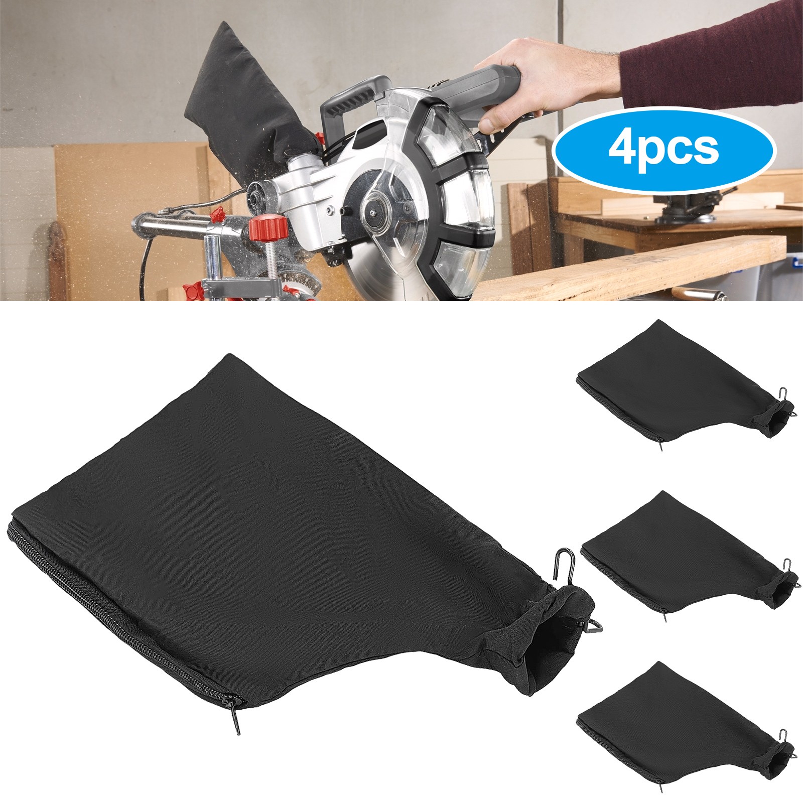 4X Miter Saw Dust Collection Bag w/ Zipper Adjustable Frame for Table Saw Sander