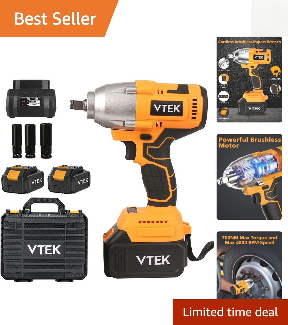High Torque 1/2 Inch Cordless Impact Wrench – 515 ft-lbs Max Torque Performance