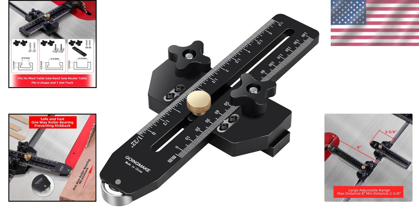 Aluminum Thin Rip Jig for Table & Band Saws – Adjustable for Precision Cuts