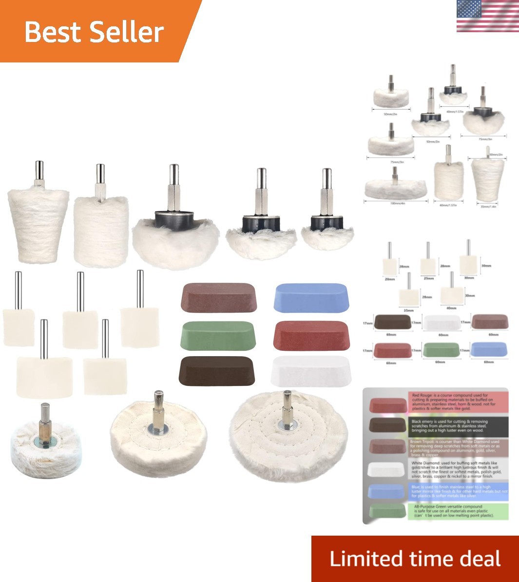 Complete 19-Pc Buffing Pad Kit for Handheld Drills – Perfect for Metal and Glass