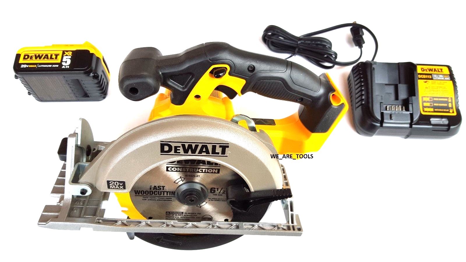 Dewalt DCS391 20V 6 1/2&Prime; Circular Saw, 1) DCB205 5.0 Battery, Charger 20 volt