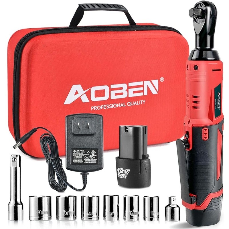 Cordless Electric Ratchet Wrench 40ft-lbs Torque 280rpm Fastening Set Light
