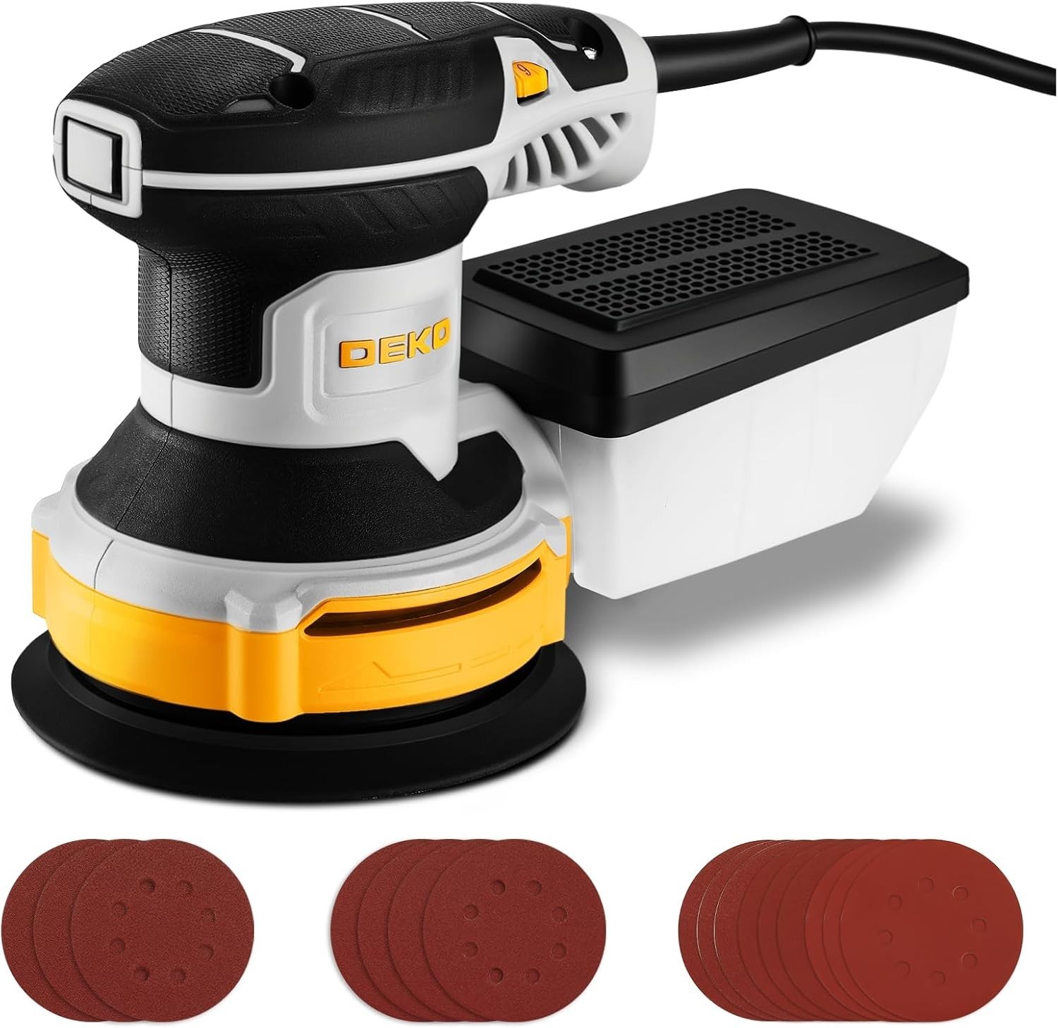 Orbital Sander Corded Hand Sander: DEKOPRO 5&Prime; Random Orbital Sander with Dust Bo