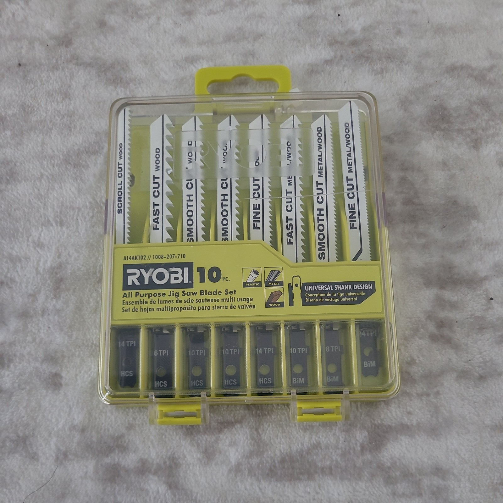 (10-Piece) Ryobi Jig Saw Blade Set, All Purpose, Universal, Wood Plastic Metal