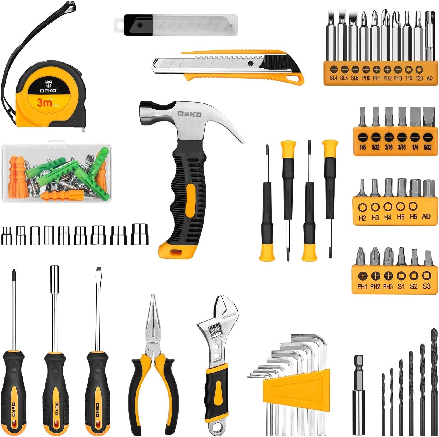 NEW 126PC Home Tool Kit w/ 8V Cordless Drill Tool Box Set for Repair DIY Handyma