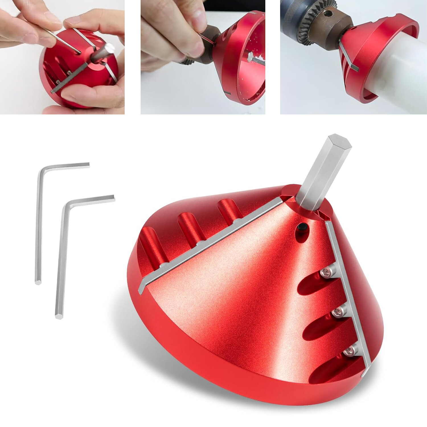 2 in 1 PVC Deburring Tool, Inner-Outer PVC Chamfer Tool for PVC,ABS,PP Pipe, Red