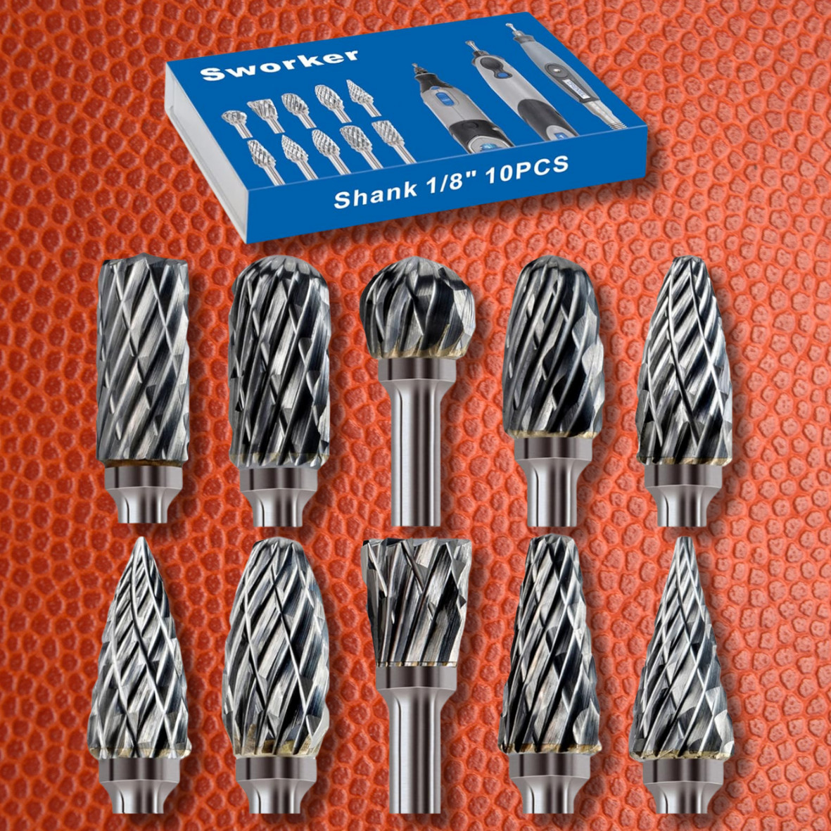 Tungsten Carbide Rotary Burr Bit Set 1/8&Prime; Cutting Carving Burrs for Dremel Tool