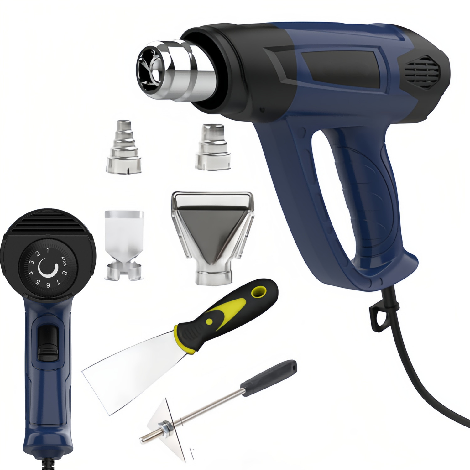 1500W Heavy Duty Heat Gun 120°F~1200°F Fast Heat Hot Air Gun Kit with 4 Nozzles