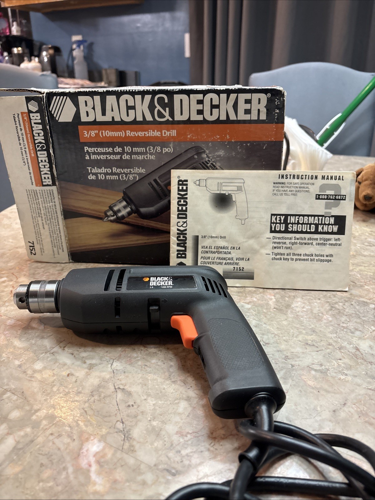 Black & Decker 1200RPM Double Insulated Corded Drill w/Chuck Black&Decker 7152