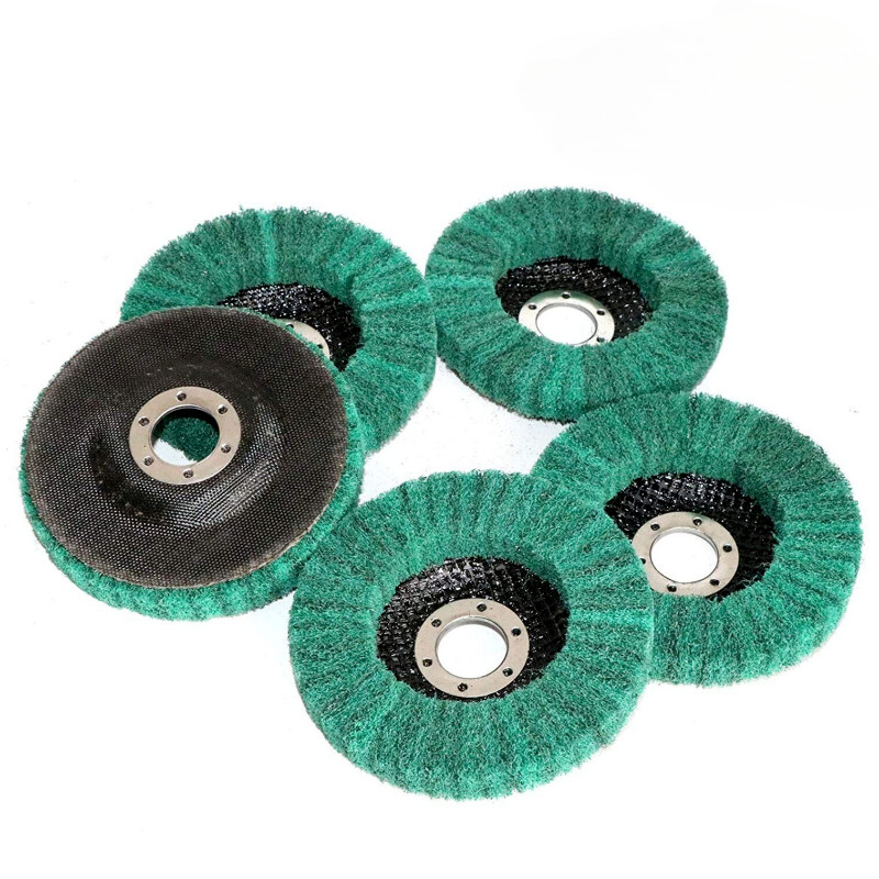 4-1/2&Prime; 115mm Green Nylon Fiber Polishing Wheel Type 27 for Die Grinder 180 Grit