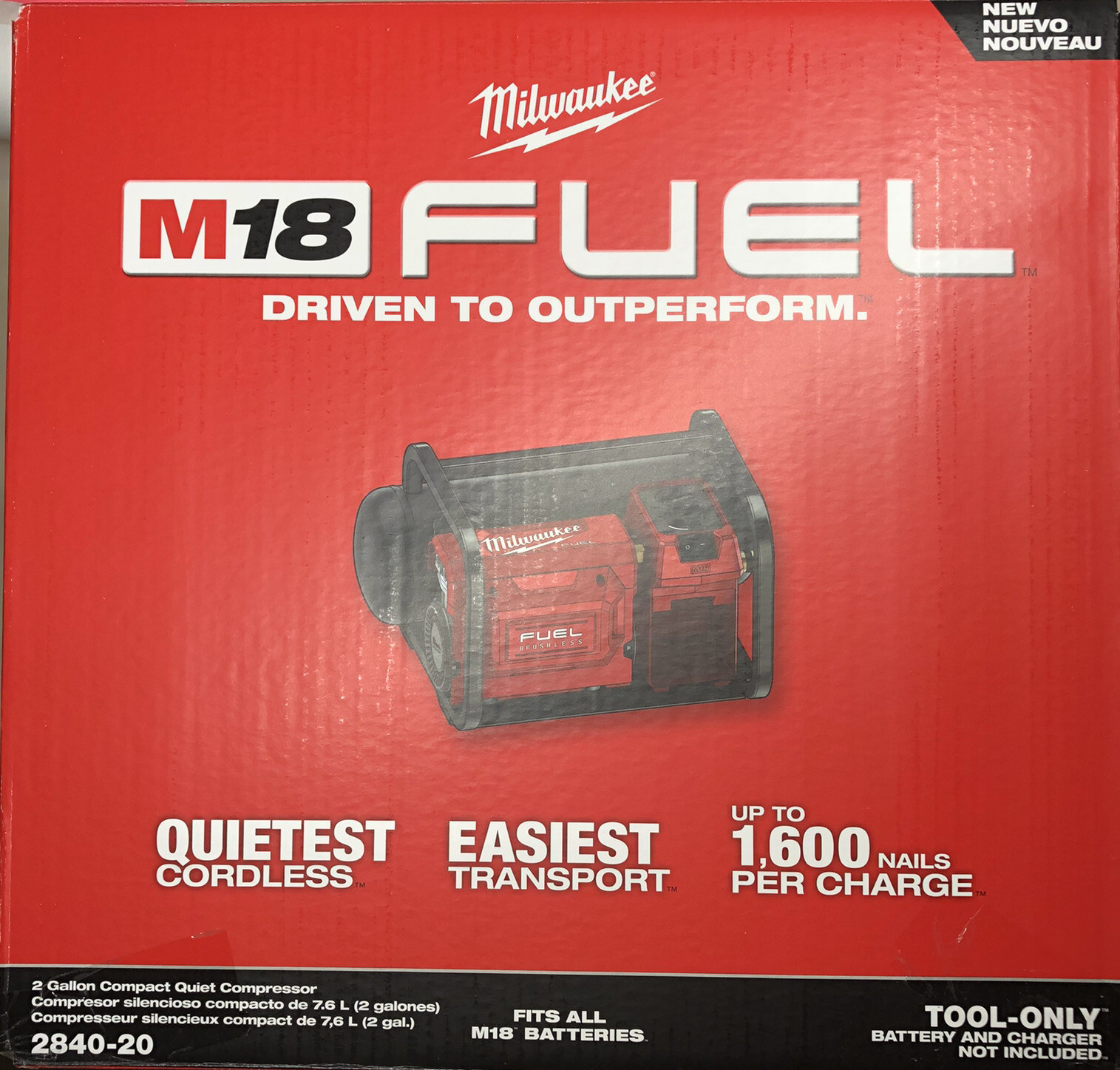 Milwakee 2840-20 Compact Quiet 2 Gallon Compressor (bare Tool) New In Box