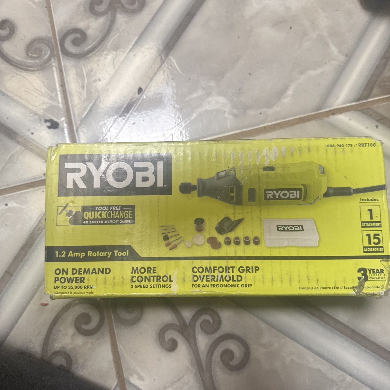 RYOBI RRT100 1.2 Amp Corded Rotary Tool Kit Tool Free Quick Change Corded #1