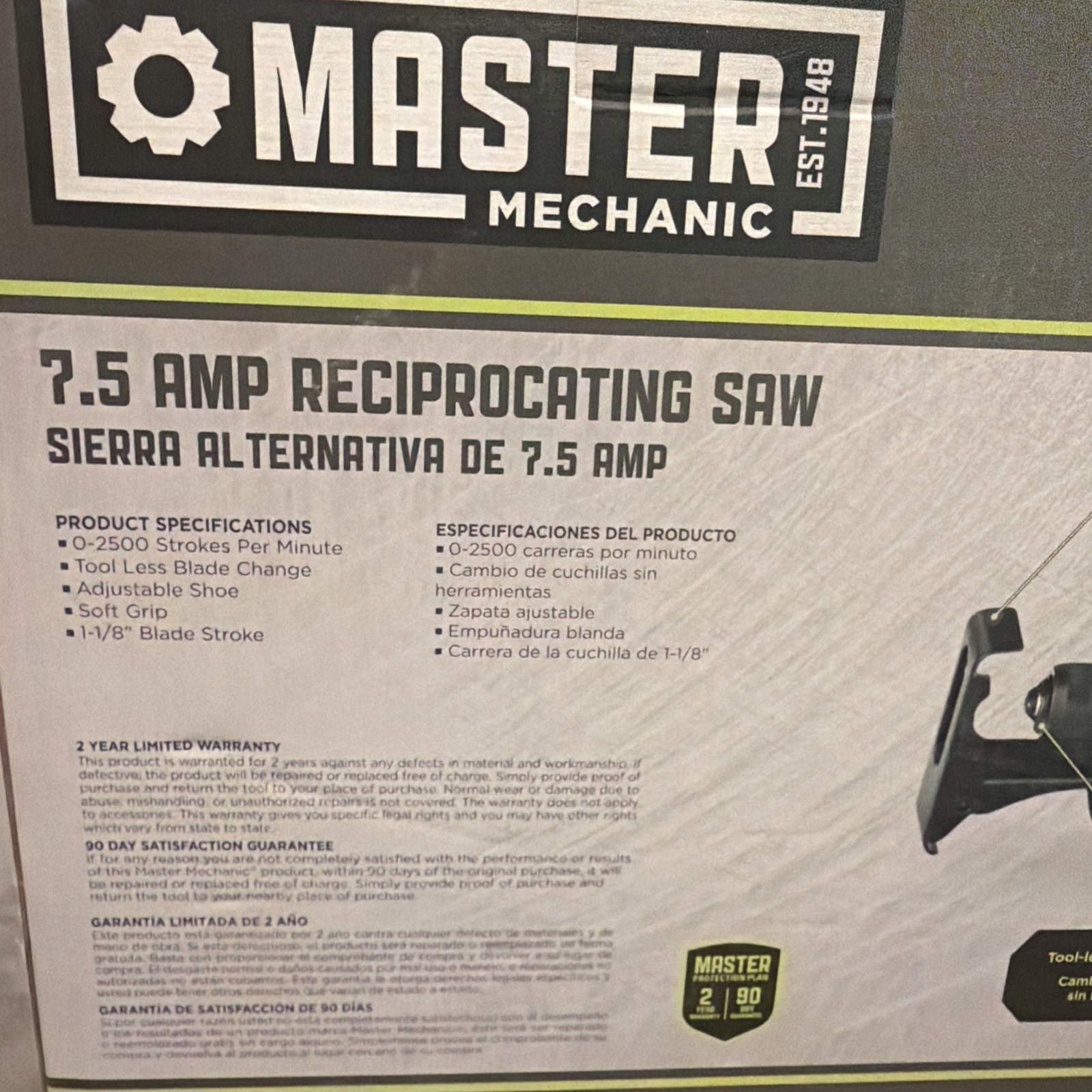 NEW Master Mechanic 211888 7.5 A Reciprocating Saw