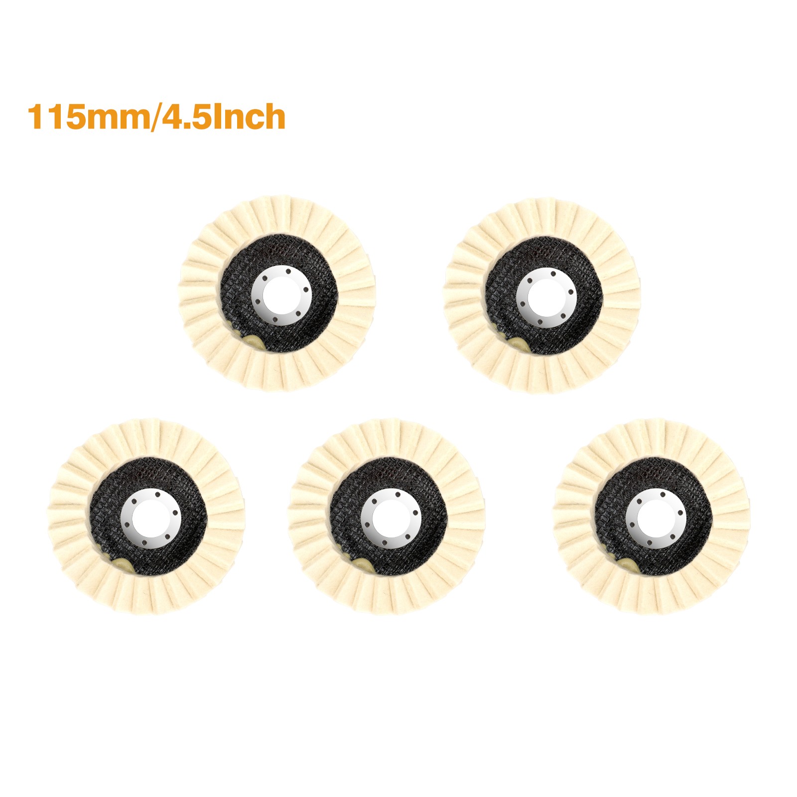 5pcs 4.5/5&Prime; Wool Polishing Wheel Buffing Pads Flap Felt Disc for Angle Grinder