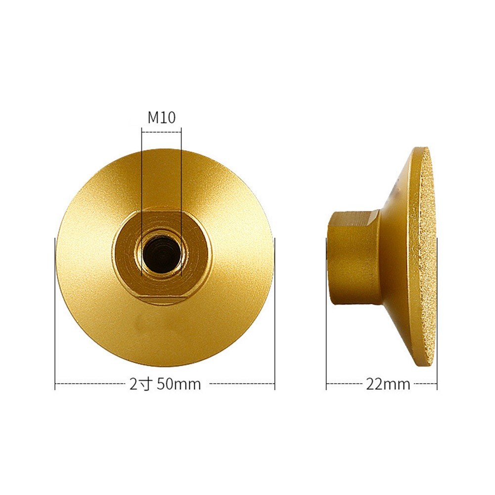 M10 Thread Brazed Flat Grinding Wheel 50mm Diamond Head for Concrete and Quartz
