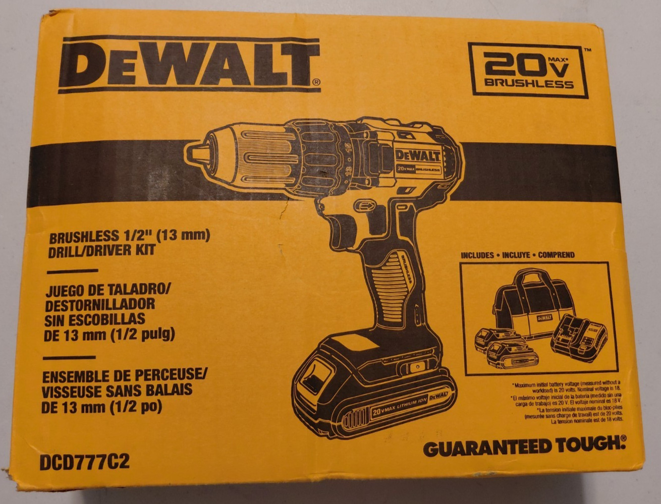DeWalt 20V Brushless 1/2 Drill Driver Set With Charger & Battery Packs DCSD777C2
