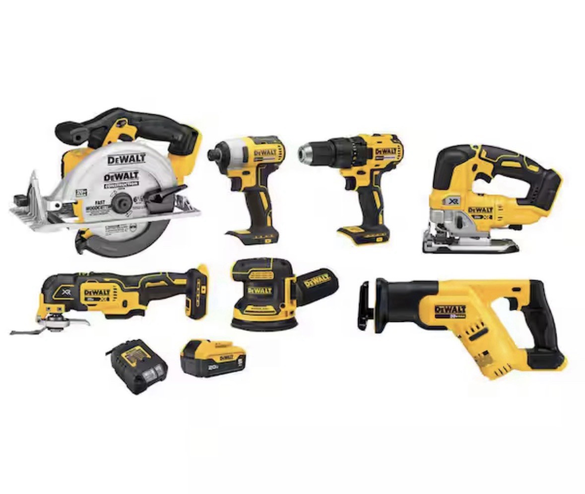 DEWALT 20-Volt Max Lithium-Ion Cordless Combo Kit (7-Tool) with 5.0 Ah Battery