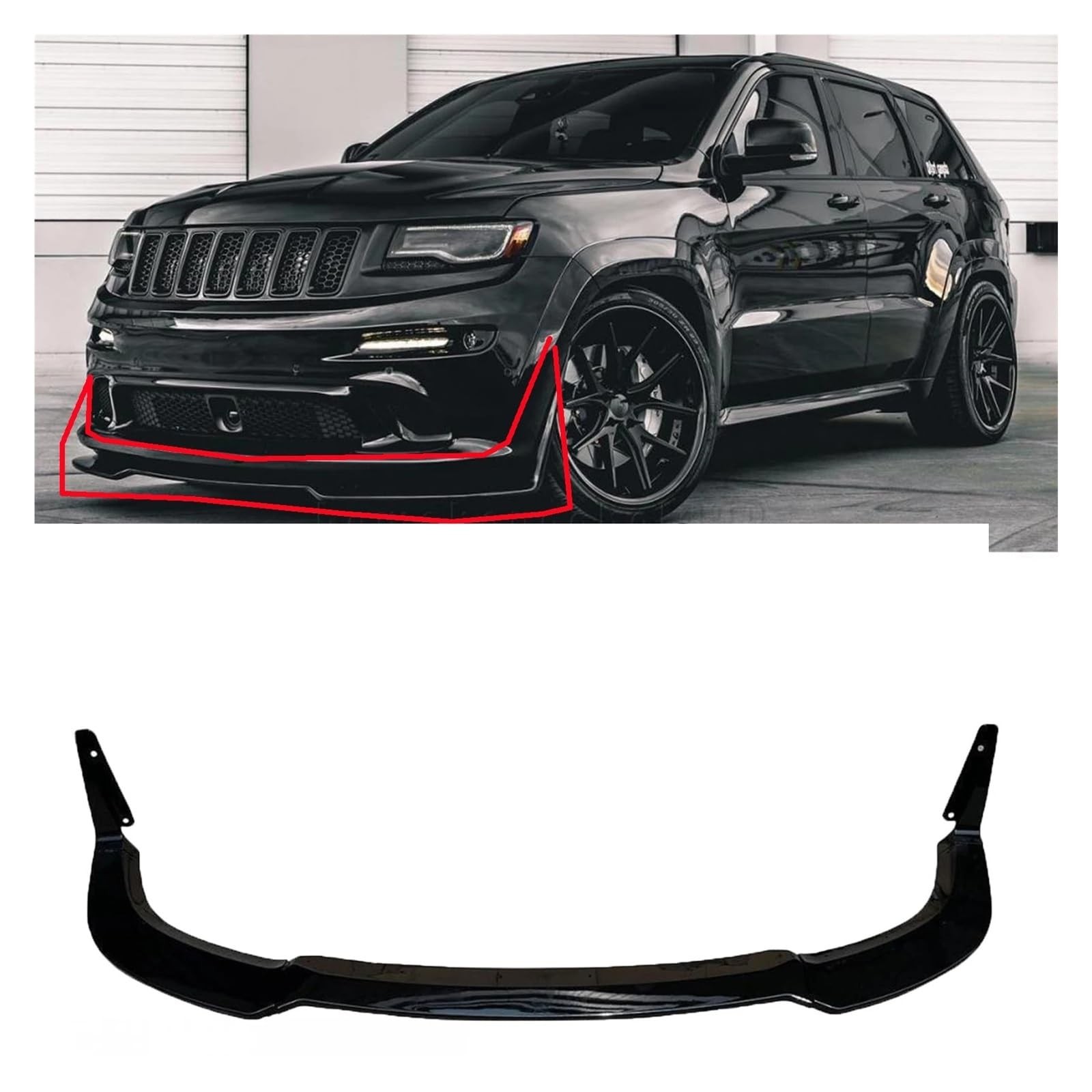 QAUEUUBK 5Pcs Car Front Bumper Lip Spiltter Compatible with Jeep Grand Cherokee