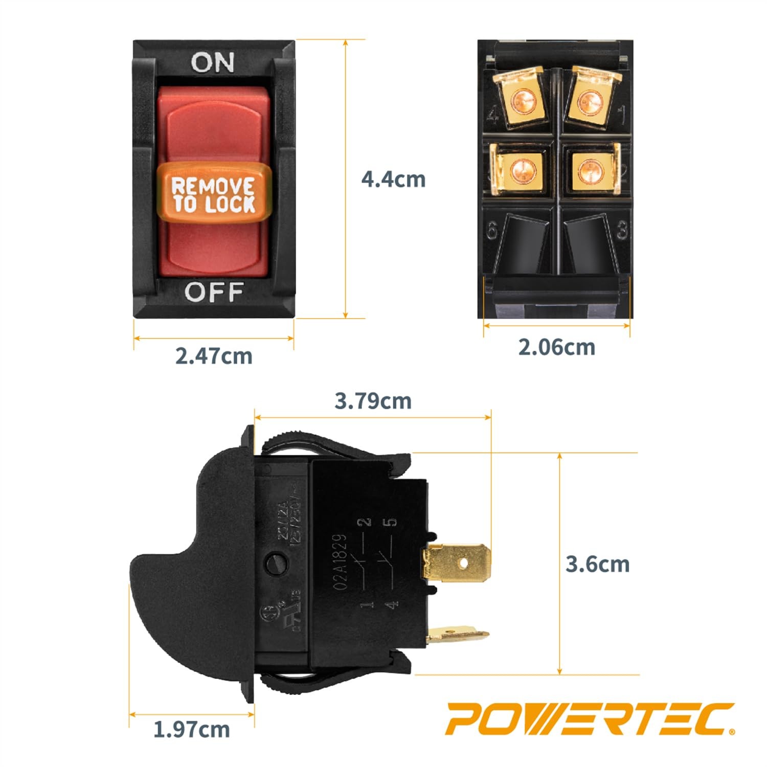 Toggle Safety Switch 120V/230V Dual Voltage 16 Amp Woodworking Machine Switch
