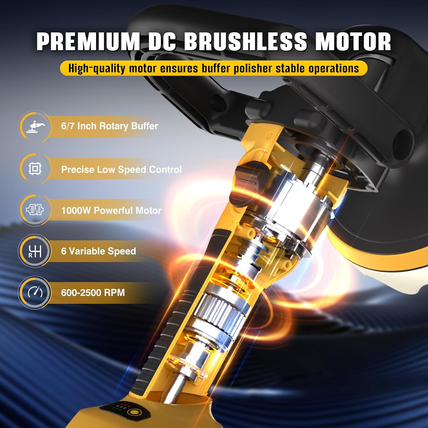 Rotary Buffer Polisher Kit 7 Inch/6 Inch for Dewalt 20V Battery (Tool Only) | 6