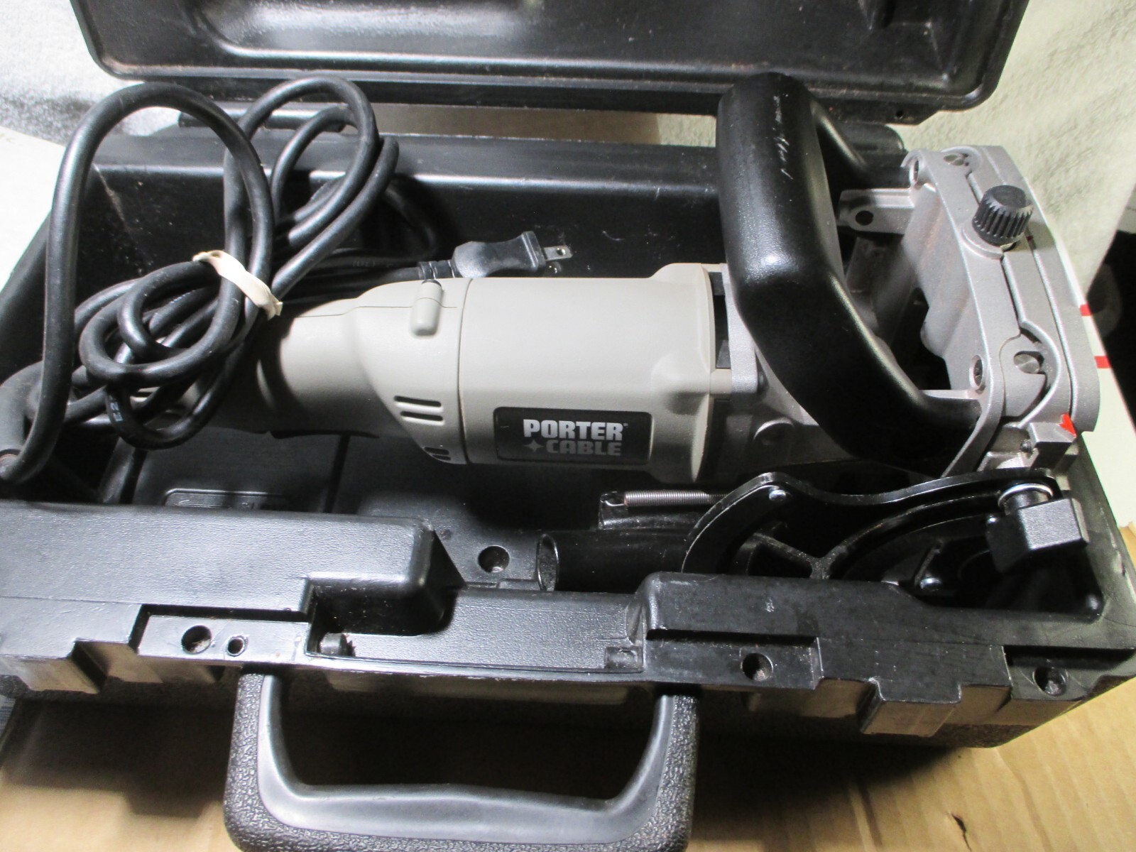 PORTER-CABLE 557 Deluxe Biscuit/Plate Joiner in box no bag looks great no wrench