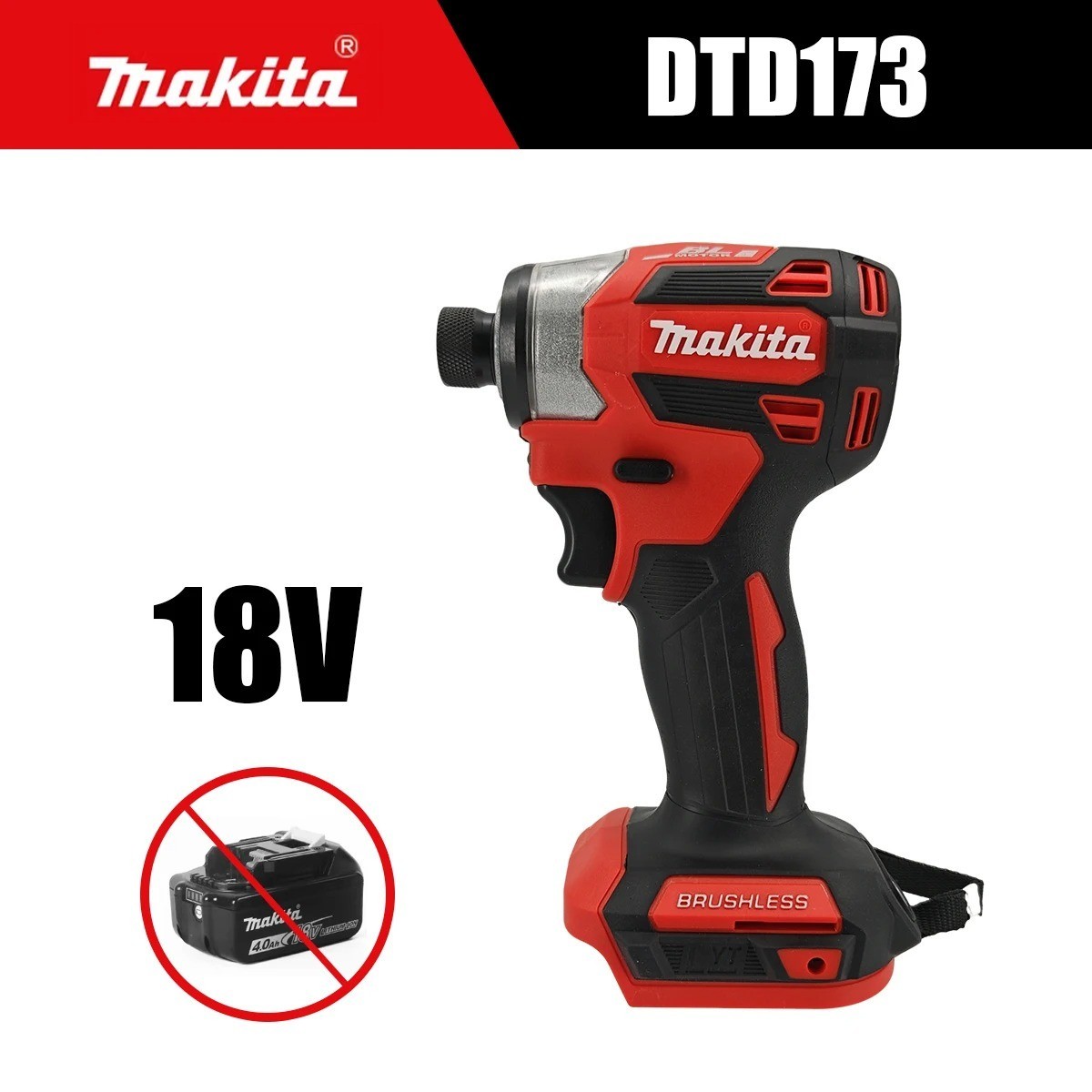 Makita DTD173 180Nm 18V Brushless Impact Driver with Ring Light Max Torque
